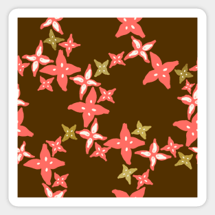 Coral Golden Floral Pattern Sticker